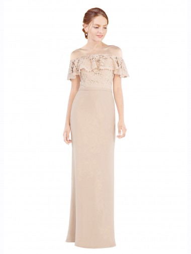 Inexpensive Off the Shoulder Sleeves Sheath Chiffon Prom Dress