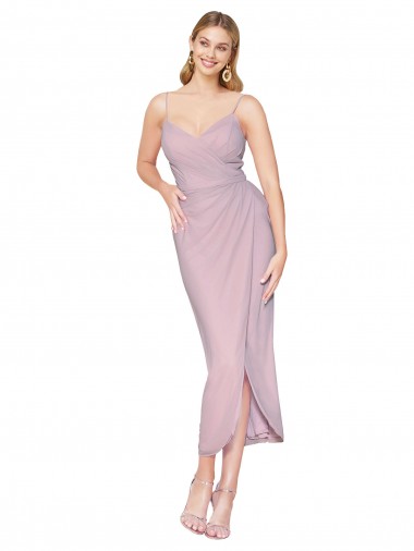 Inexpensive Short Knee Length Chiffon Wrap Cocktail Prom Dress / Homecoming Dress with Straps