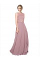 Long A-Line Chiffon Prom Dress with Sleeveless Lace Crop Top