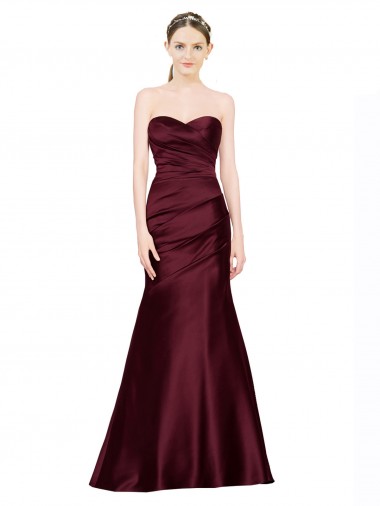 Inexpensive Mermaid Sweetheart Soft Satin Prom Dress with Pleats