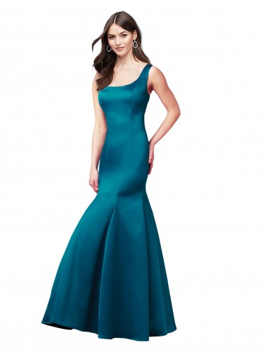Inexpensive Long Sleek Satin Prom Dress with U-Back