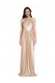 Floor Length Halter Neck Sparkling Sequin Prom Dress with Pleats