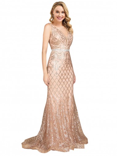 Inexpensive Sleek Long Mermaid Sparkling Sequin Prom Dress