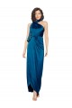 High Halter Neck Silky Satin Prom Dress with Sash Overlay and Side Split