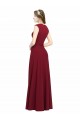 Square Neck Subtle Cap Sleeeves Crepe Prom Dress