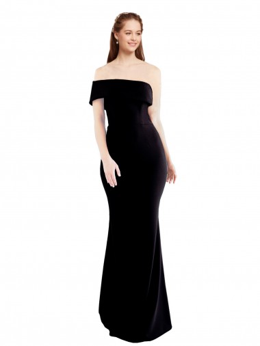 Inexpensive Asymmetrical Draped Off the Shoulder Banded Crepe Prom Dress