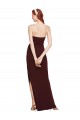 Twisted Strapless Keyhole Long Crepe Prom Dress with Slit