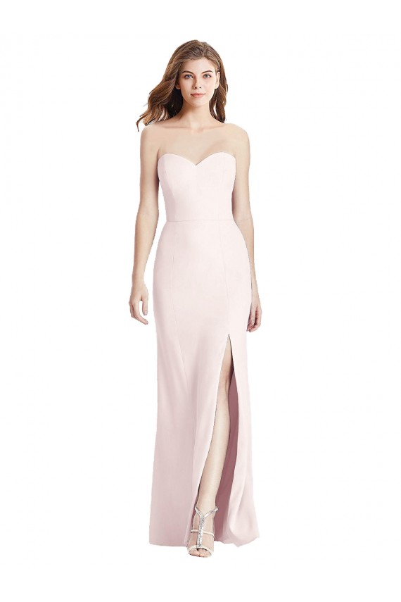 Strapless Crepe Trumpet Prom Dress with Front Slit