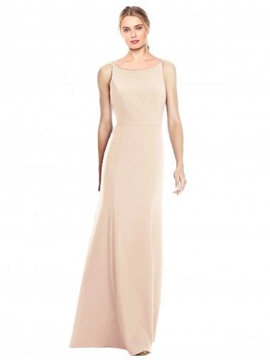 Inexpensive V-Spaghetti Strap Open Back Bateau Neck Trumpet Prom Dress