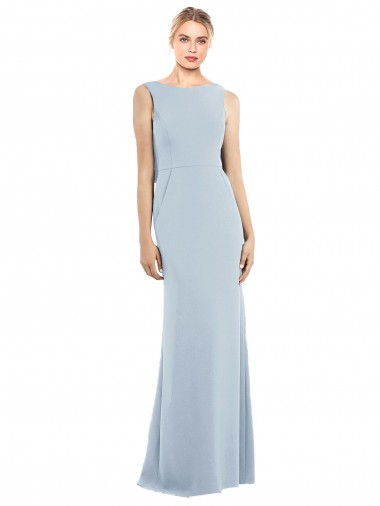 Inexpensive Draped Backless Crepe Prom Dress with Pockets