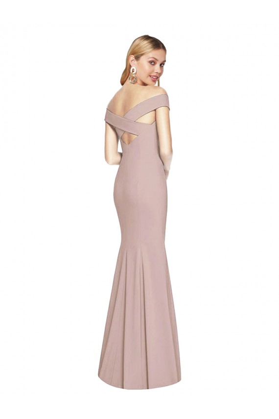 Off the Shoulder Criss Cross Back Trumpet Prom Dress
