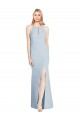 Full Length Sleeveless Halter Prom Dress with Keyhole Back