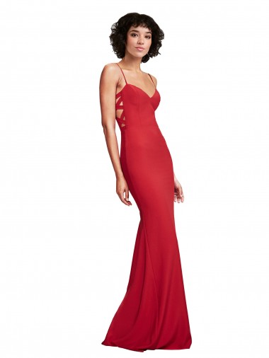 Inexpensive Spaghetti Strap Slip Neckline Crepe Prom Dress