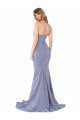 Long Strapless Sweetheart Sweep Train Crepe Prom Dress with Low Back