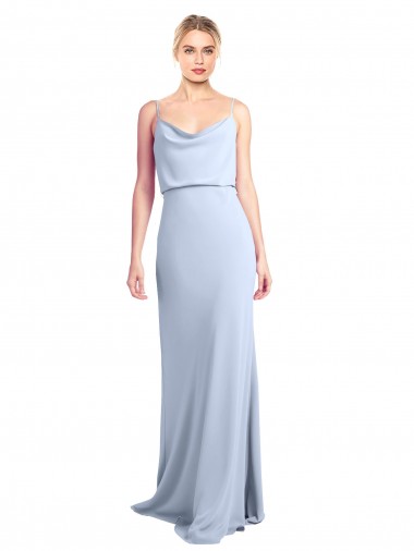 Inexpensive Feminine Cowl Neck Slim Floor Length Stretch Crepe Prom Dress