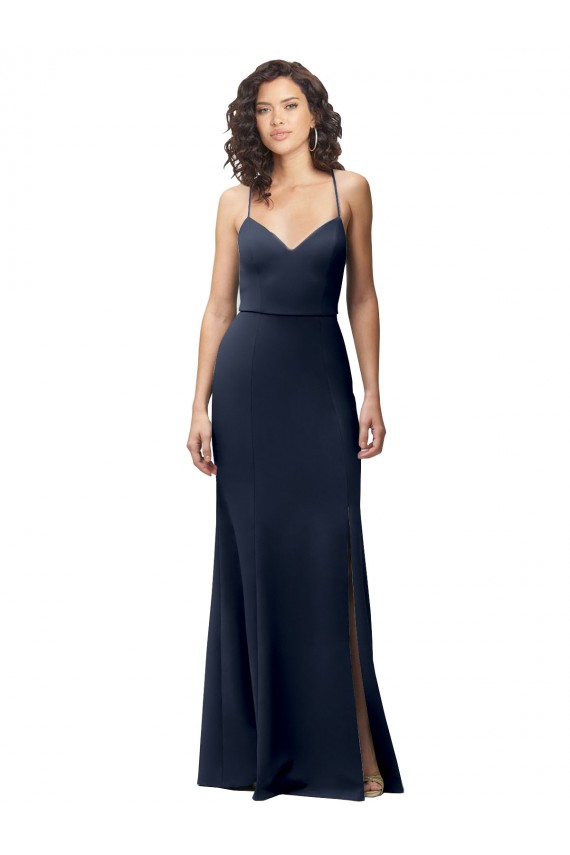 Sweetheart Fit and Flare Stretch Crepe Prom Dress with Side Slit and Strappy Back