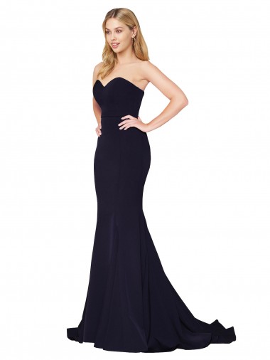 Inexpensive Sweetheart High Neck Sweep Train Sleeveless Crepe Prom Dress