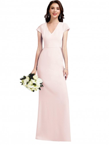 Inexpensive Cap Sleeve A-Line Crepe Prom Dress with Pockets