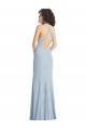 High Neck Halter Crepe Prom Dress with Twist Criss Cross Back