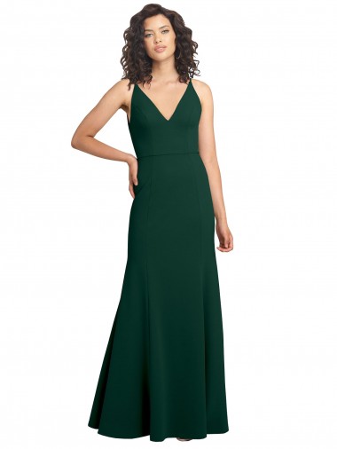Inexpensive Form Fitting Stretch Crepe A-Line Prom Dress