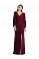 Long Puff Sleeve V-Neck Trumpet Maxi Prom Dress