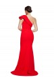 One Shoulder Long Sweep Train Crepe Prom Dress with Thigh High Split