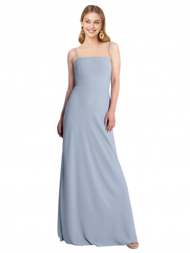 Inexpensive Straight Neckline Crepe Slip Prom Dress with Strappy Back