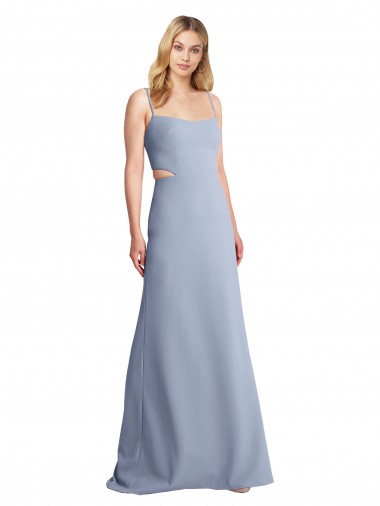 Inexpensive Feminine Scoop Neckline Long Crepe Slip Prom Dress 