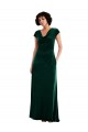 Cowl Neck Cap Sleeve Velvet Maxi Prom Dress with Pockets