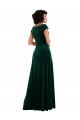 Cowl Neck Cap Sleeve Velvet Maxi Prom Dress with Pockets