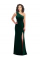 One Shoulder Velvet Trumpet Prom Dress with Front Slit