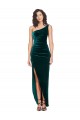 One Shoulder Velvet Front Wrap Prom Dress 